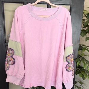 Blue Velvet flower patchwork sweatshirt